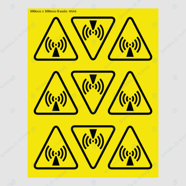 MERCS 5 - a (Self Adhesive) - RF warning tri, Telstra #2 - 100 x 100 x 100mm