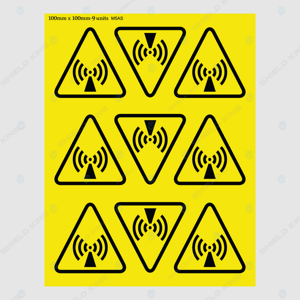 MERCS 5 - a (Self Adhesive) - RF warning tri, Telstra #2 - 100 x 100 x 100mm