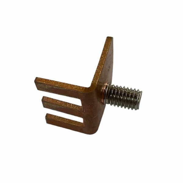 2.0mm COPPER, 30mm x 45mm OVERALL CUT SHAPE, 1/90 DEG FOLD + M8x16mm SS INSERT - 3 Pin link bar