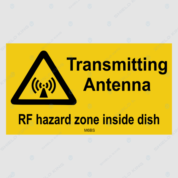 MERCS 6 - b (Self Adhesive) - Transmitting Antenna RF Hazard zone inside dish, Telstra#11 - 100 x 55mm