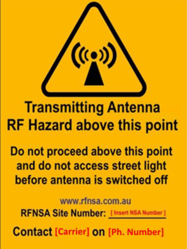 Telstra SIGN 17 Transmitting Antenna - Do not access street light before antenna is switched off. 100mm x 145mm Metal