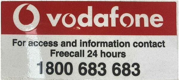 Vodafone Contact Sticker Self adhesive 60mm x 140mm