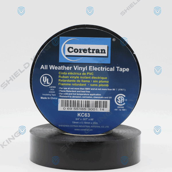Coretran - All Weather Vinyl Electrical Tape Black - 19mm x 20m