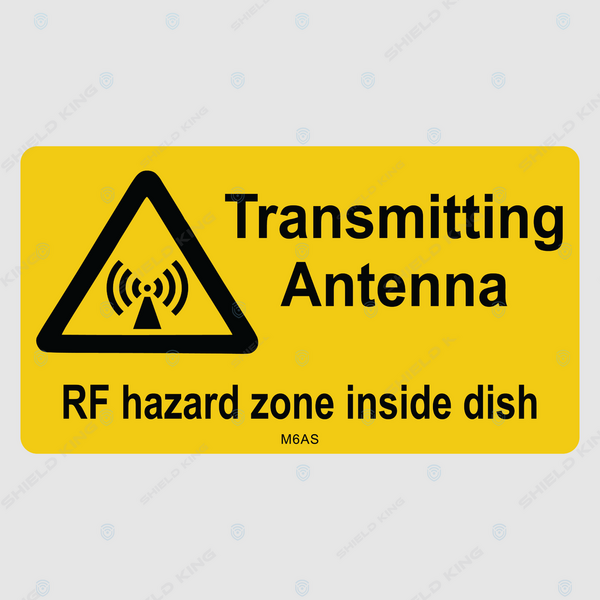 MERCS 6 - a (Self Adhesive) - Transmitting Antenna RF Hazard zone inside dish, Telstra#11 - 200 x  110 mm