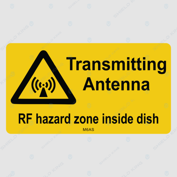 MERCS 6 - a (Self Adhesive) - Transmitting Antenna RF Hazard zone inside dish, Telstra#11 - 200 x  110 mm