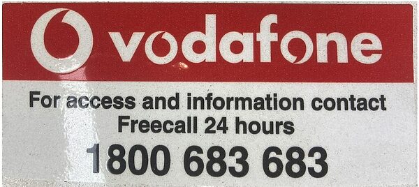 Vodafone Contact Sticker Self adhesive 60mm x 140mm