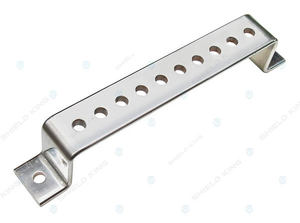 Earth Bar Only, Unmounted VHA Type 1, Single Hole, Bent, Tinned, per DRG STD-E300 Rev 6, 10 x M12 and 2 x M10 mounting holes